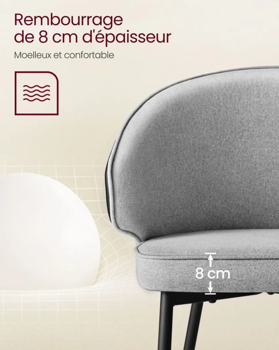 Fashion SONGMICS Chaise de salle à manger gris