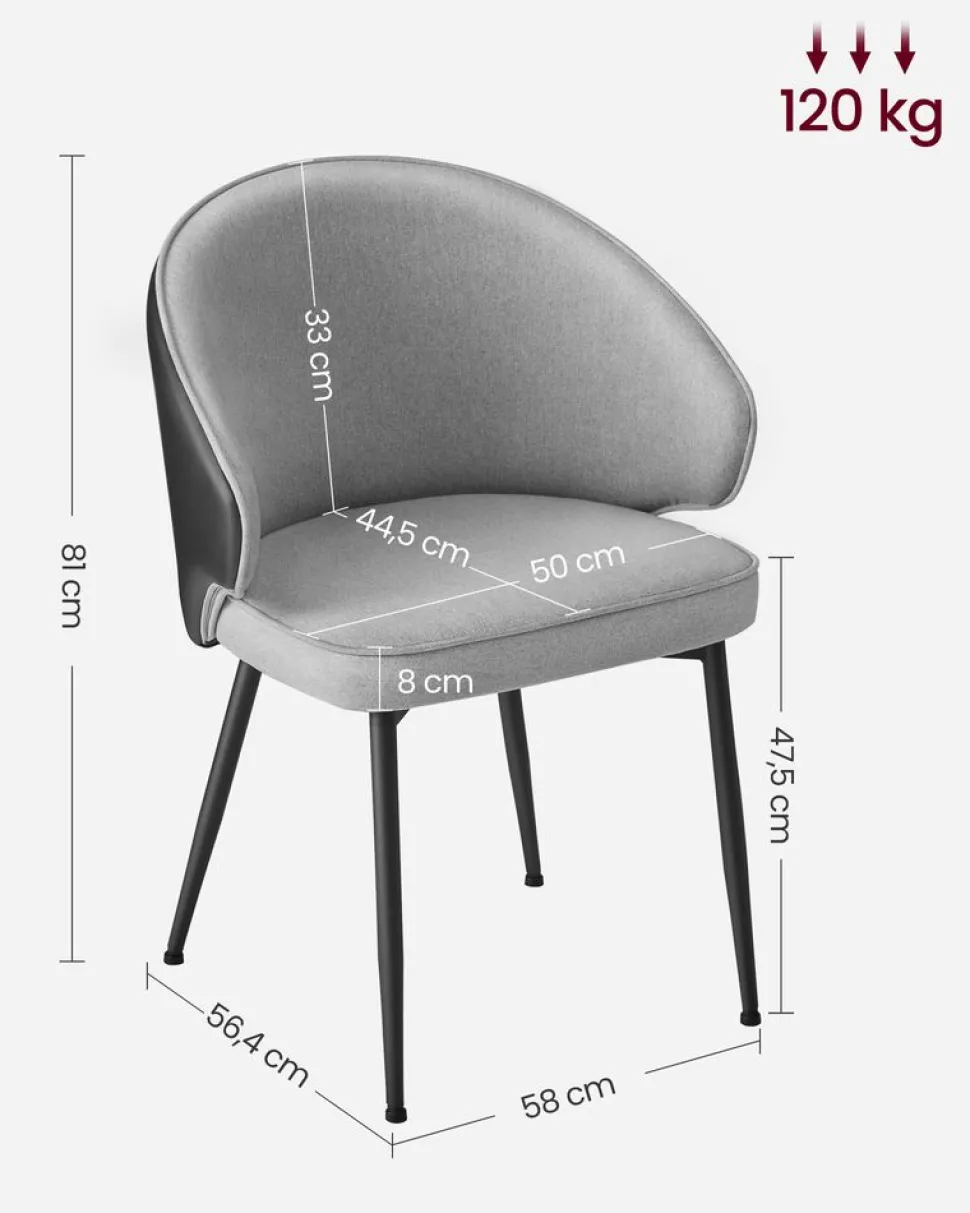 Fashion SONGMICS Chaise de salle à manger gris