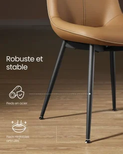 Cheap SONGMICS Chaise de salle à manger pieds réglables marron caramel
