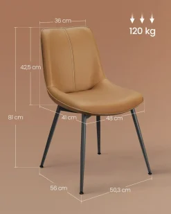 Cheap SONGMICS Chaise de salle à manger pieds réglables marron caramel