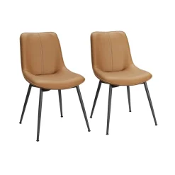 Cheap SONGMICS Chaise de salle à manger pieds réglables marron caramel