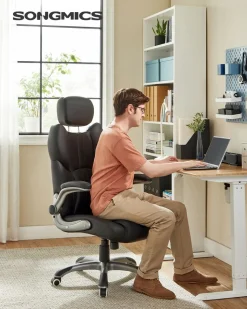 Shop SONGMICS Chaise gamer noir Gris