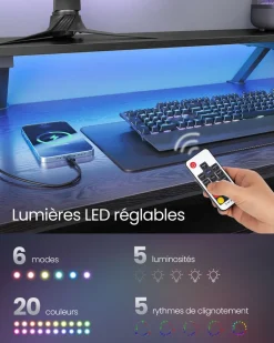 Store SONGMICS Chaise pivotant rembourrée réglable bleu