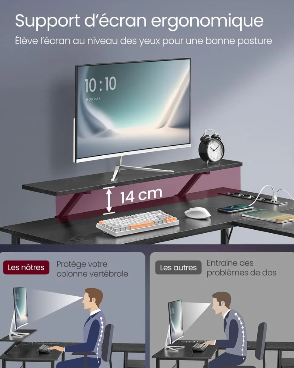 Store SONGMICS Chaise pivotant rembourrée réglable bleu