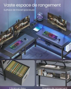 Store SONGMICS Chaise pivotant rembourrée réglable bleu