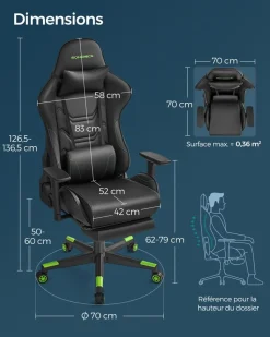 Hot SONGMICS Chaise repose-pieds Noir