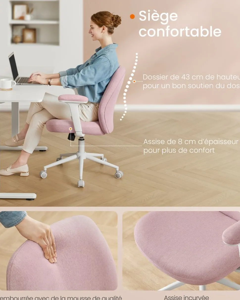 Online SONGMICS Chaise réglable avec dossier et socle rose bonbon