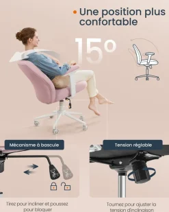 Online SONGMICS Chaise réglable avec dossier et socle rose bonbon