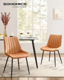 Fashion SONGMICS Chaise salle à manger fauteuil pivotant charge 120 kg marron caramel et noir d'encre