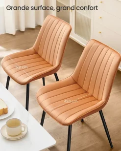 Fashion SONGMICS Chaise salle à manger fauteuil pivotant charge 120 kg marron caramel et noir d'encre