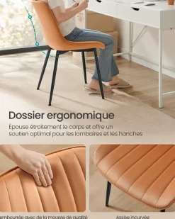 Fashion SONGMICS Chaise salle à manger fauteuil pivotant charge 120 kg marron caramel et noir d'encre