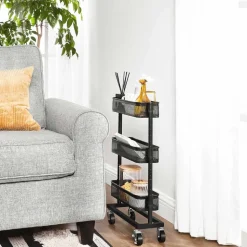 New SONGMICS Chariot à 3 niveaux Noir