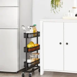 New SONGMICS Chariot à 3 niveaux Noir