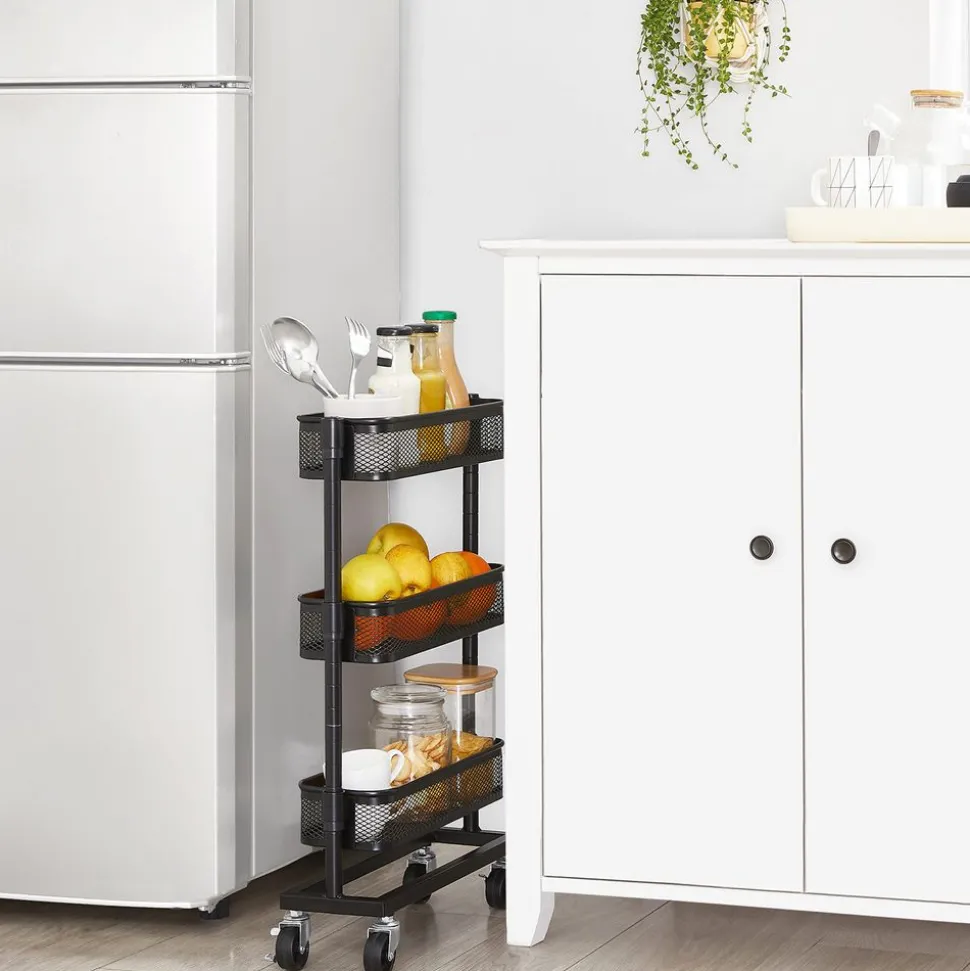 New SONGMICS Chariot à 3 niveaux Noir