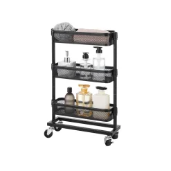 New SONGMICS Chariot à 3 niveaux Noir