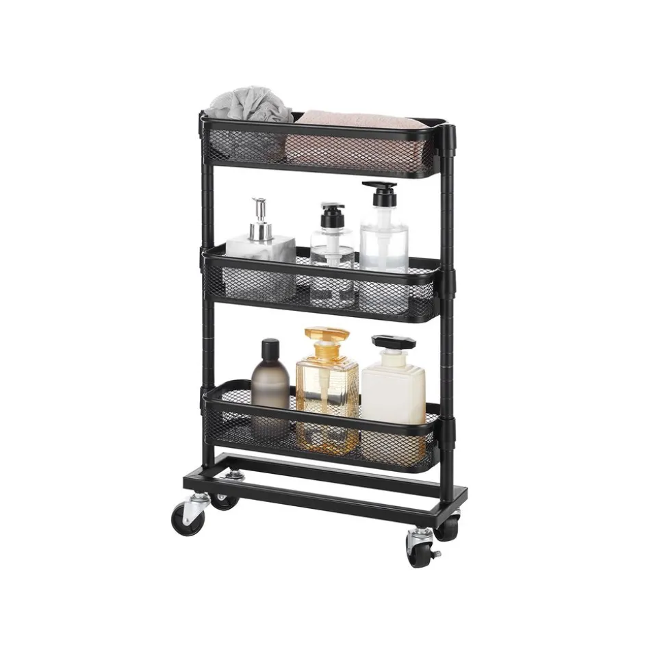 New SONGMICS Chariot à 3 niveaux Noir