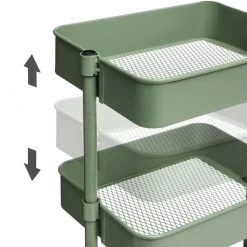 Discount SONGMICS Chariot à 3 Niveaux Vert Olive