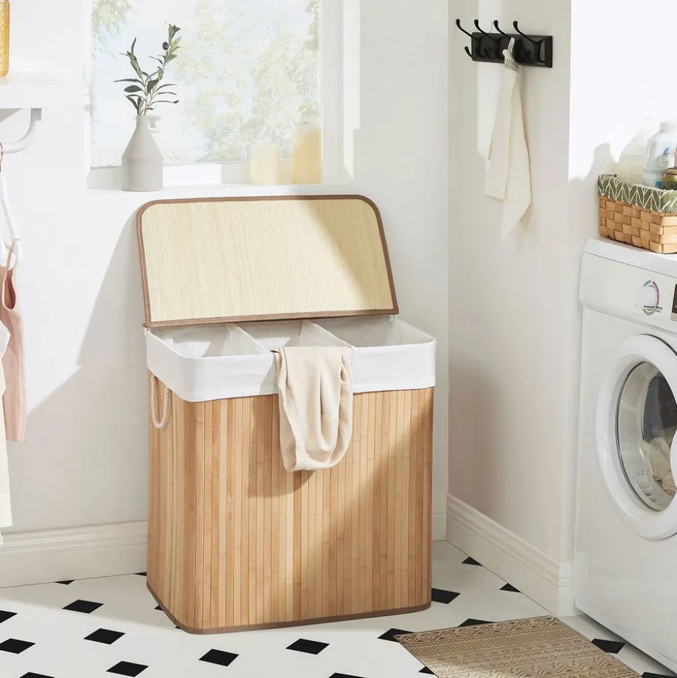 Best SONGMICS Chariot à linge 2 paniers noir