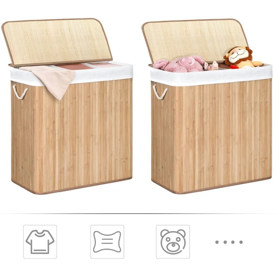 Best SONGMICS Chariot à linge 2 paniers noir