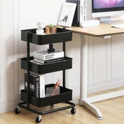 Hot SONGMICS Chariot 3 niveaux noir