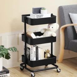 Hot SONGMICS Chariot 3 niveaux noir