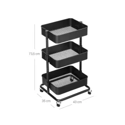 Hot SONGMICS Chariot 3 niveaux noir