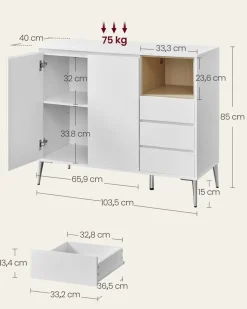 Cheap SONGMICS Chariot de cuisine 3 niveaux avec panier et crochets marron rustique Marron Rustique + Noir D'Encre