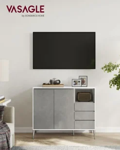 Cheap SONGMICS Chariot de cuisine 3 niveaux avec panier et crochets marron rustique Marron Rustique + Noir D'Encre