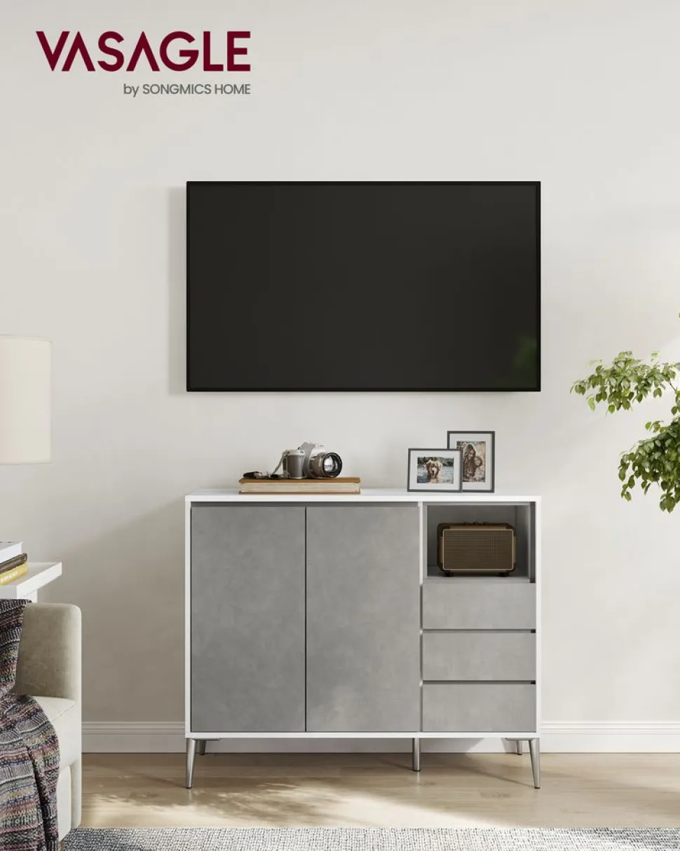 Cheap SONGMICS Chariot de cuisine 3 niveaux avec panier et crochets marron rustique Marron Rustique + Noir D'Encre