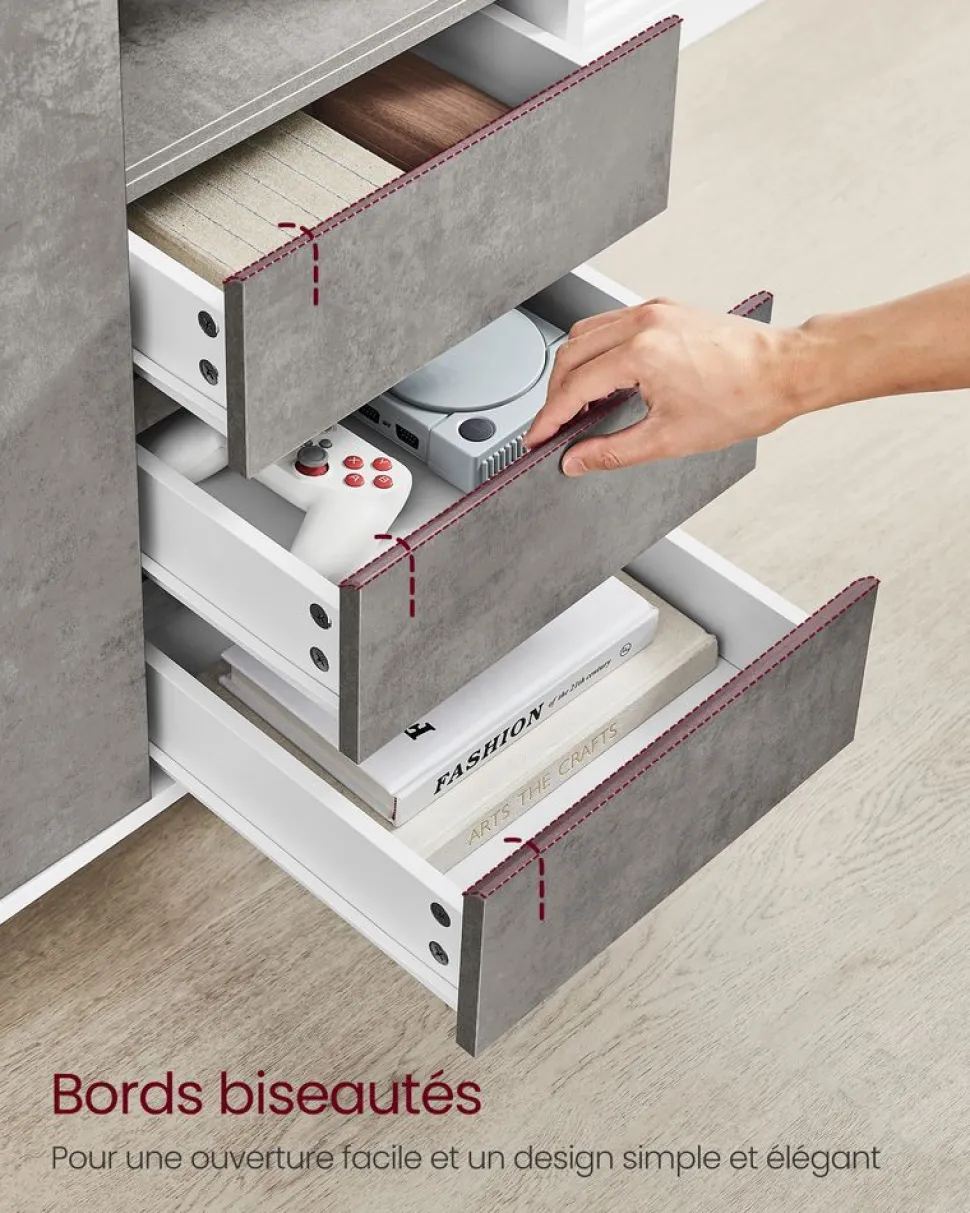 Cheap SONGMICS Chariot de cuisine 3 niveaux avec panier et crochets marron rustique Marron Rustique + Noir D'Encre