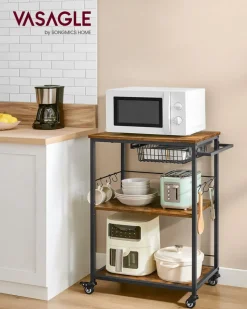 Cheap SONGMICS Chariot de rangement à 3 niveaux noir d’encre