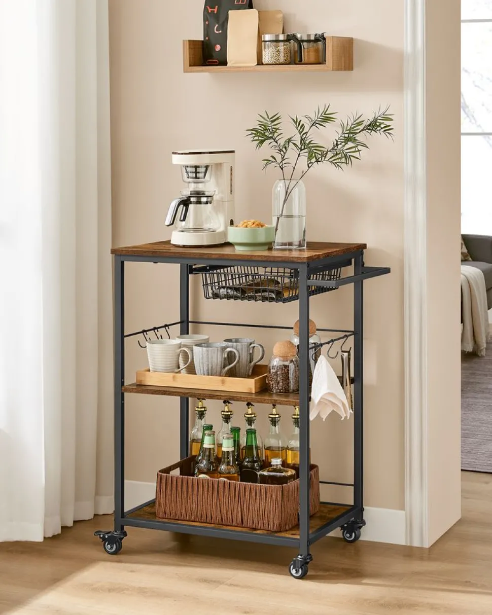 Cheap SONGMICS Chariot de rangement à 3 niveaux noir d’encre