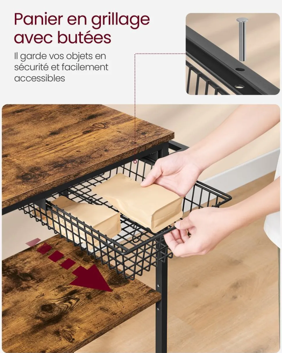 Cheap SONGMICS Chariot de rangement à 3 niveaux noir d’encre