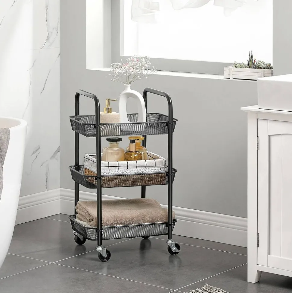 Flash Sale SONGMICS Chariot mobile à 3 niveaux Noir