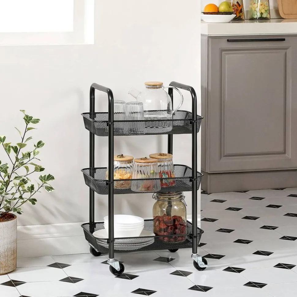 Flash Sale SONGMICS Chariot mobile à 3 niveaux Noir