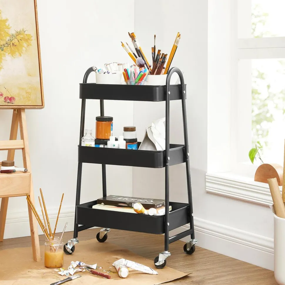 Best Sale SONGMICS Chariot mobile à 3 niveaux noir