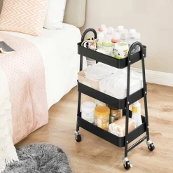 Best Sale SONGMICS Chariot mobile à 3 niveaux noir