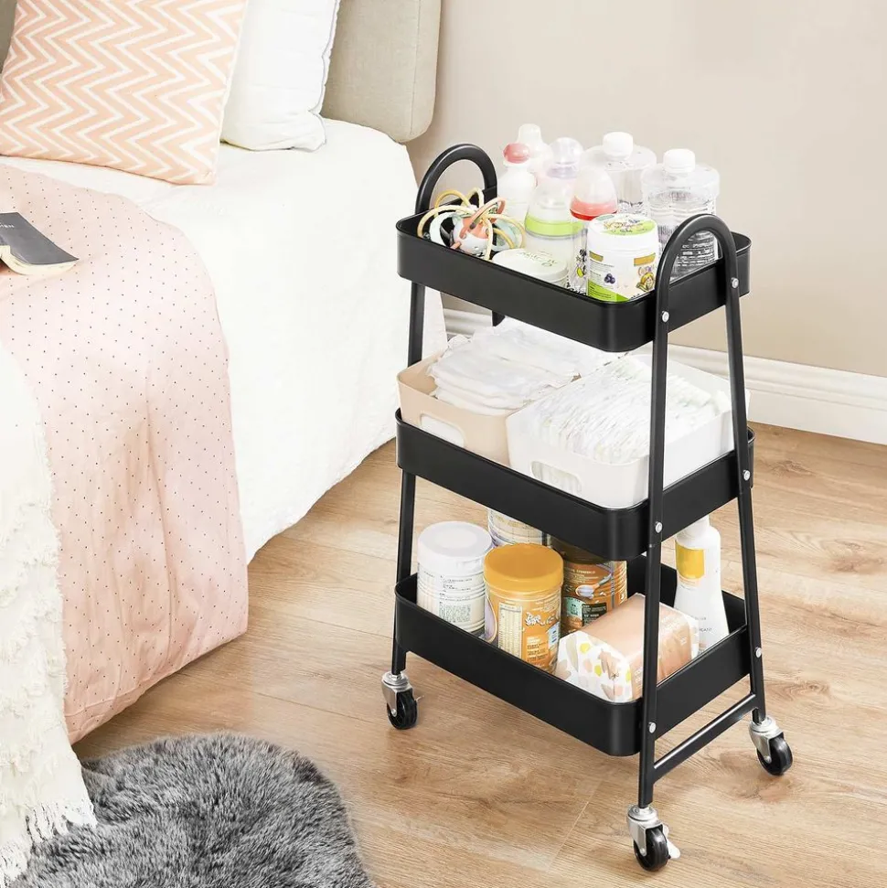 Best Sale SONGMICS Chariot mobile à 3 niveaux noir