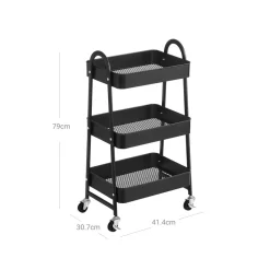 Best Sale SONGMICS Chariot mobile à 3 niveaux noir