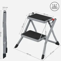Discount SONGMICS Échelle 5 marches en aluminium Blanc