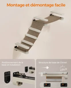 Best Sale SONGMICS Échelle avec hamac pour chat mural Marron Avoine + Marron Café