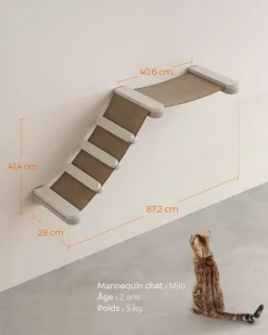 Best Sale SONGMICS Échelle avec hamac pour chat mural Marron Avoine + Marron Café