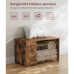 Cheap SONGMICS Coffre de rangement avec 2 charnières de sécurité marron rustique