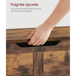 Cheap SONGMICS Coffre de rangement avec 2 charnières de sécurité marron rustique
