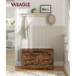 Outlet SONGMICS Coffre de rangement avec 2 charnières de sécurité marron rustique