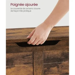 Outlet SONGMICS Coffre de rangement avec 2 charnières de sécurité marron rustique