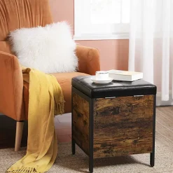 Discount SONGMICS Coffre de rangement banquette Marron Vintage