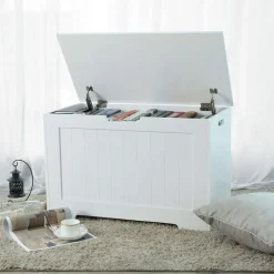 Clearance SONGMICS Coffre de rangement bois Blanc