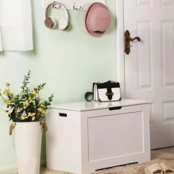 Clearance SONGMICS Coffre de rangement bois Blanc