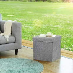 Shop SONGMICS Coffre de rangement 40L gris chiné